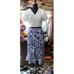 Puff Sleeves Blouse with Western Skirt