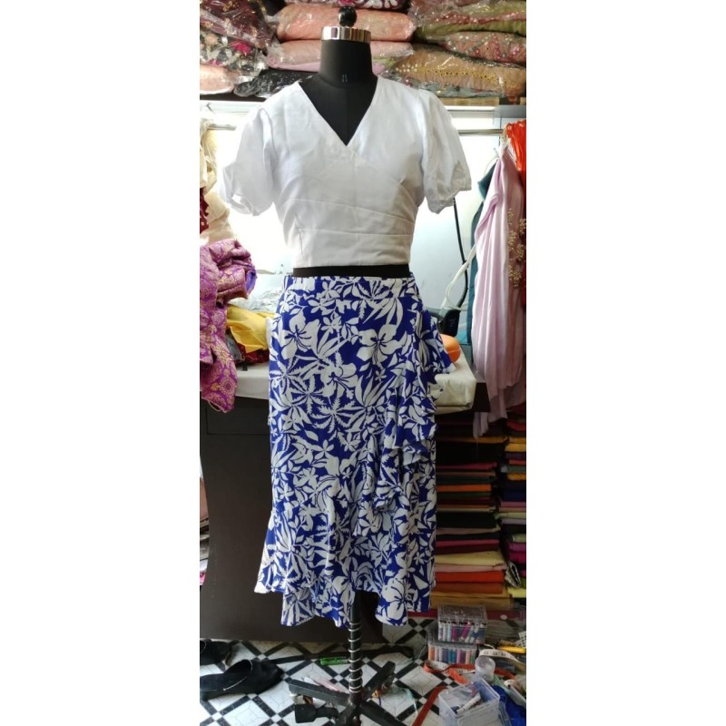Puff Sleeves Blouse with Western Skirt Puff Sleeves Blouse with Western Skirt