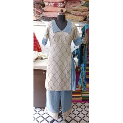 Straight Fit Kurta with Wide Leg Pant Set