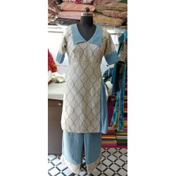 Straight Fit Kurta with Wide Leg Pant Set